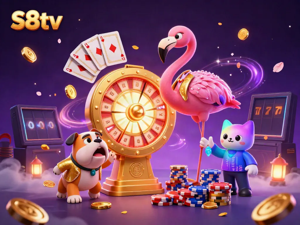 Experience the excitement of S8tv's dynamic casino scene with vibrant characters and rich gaming elements.
