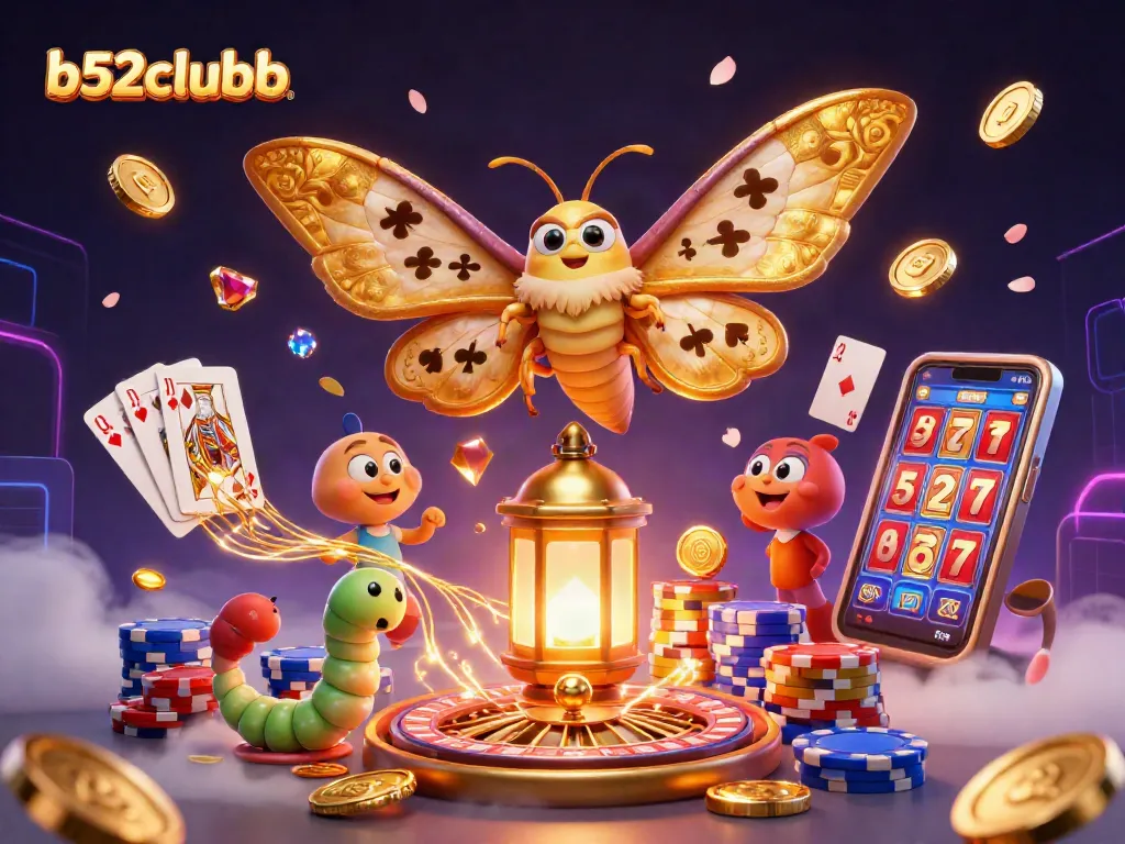 Experience thrilling gaming adventures at b52clubb with vibrant casino-themed illustration.