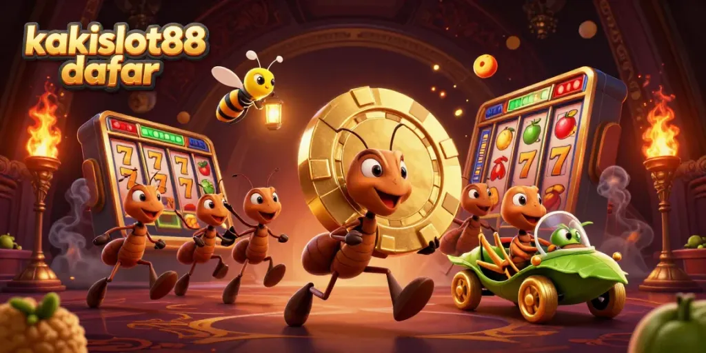 Permainan slot menarik di kakislot88 daftar dengan karakter unik dalam ilustrasi 3D.