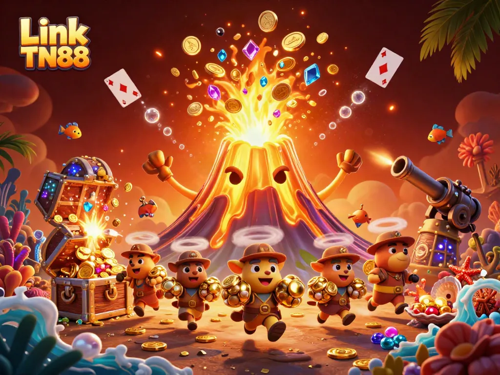 Experience the thrill of winning with Link TN88 amidst gold coins and exciting casino elements.