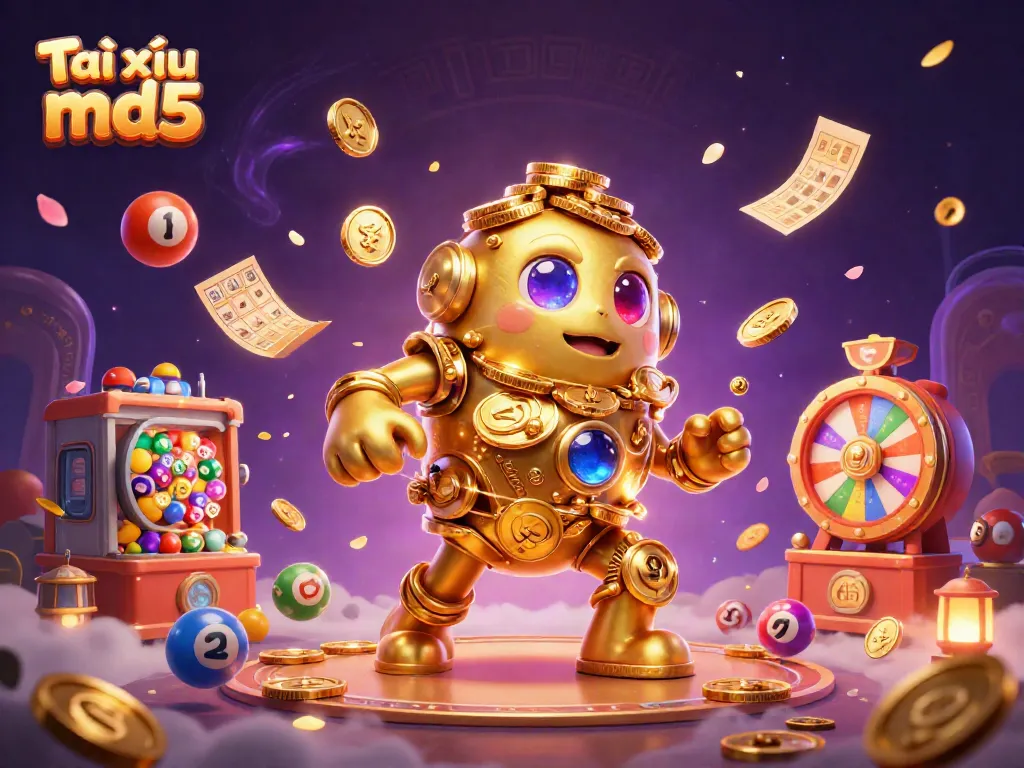 Experience the thrill of Tài xỉu md5 with vibrant characters and dynamic casino elements in a magical setting.
