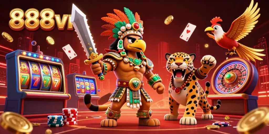 Experience the thrill of gambling at 888vnd with lively 3D characters and dynamic casino elements.
