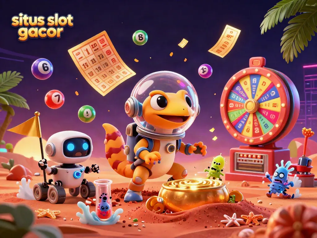 Experience the excitement of situs slot gacor with this vibrant Martian casino illustration.