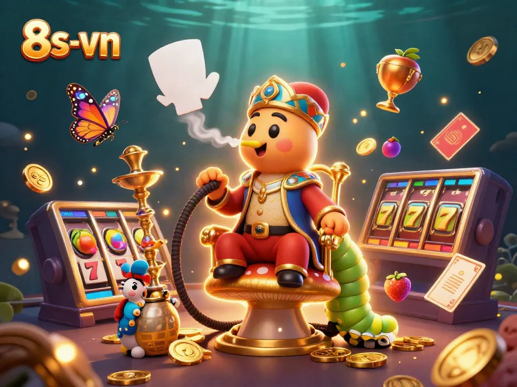 Engage in thrilling slots with 8s-vn, featuring unique characters and vibrant casino elements.