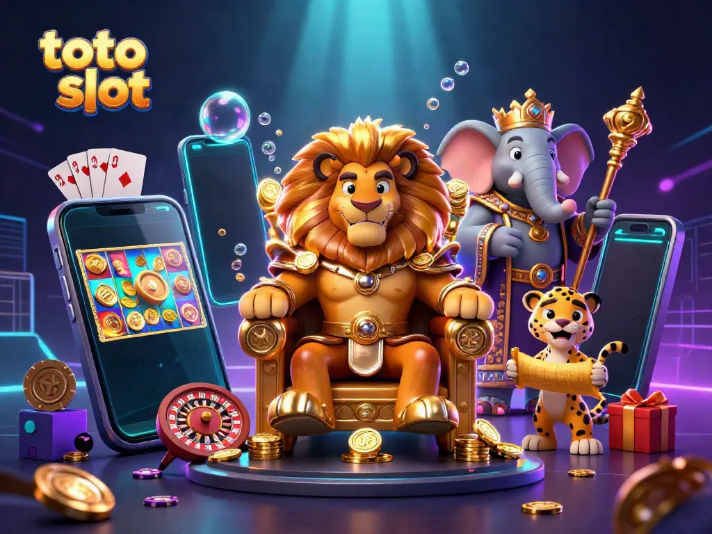 Menangkan di toto slot dengan karakter kartun beruang dan elemen permainan kasino yang dinamis