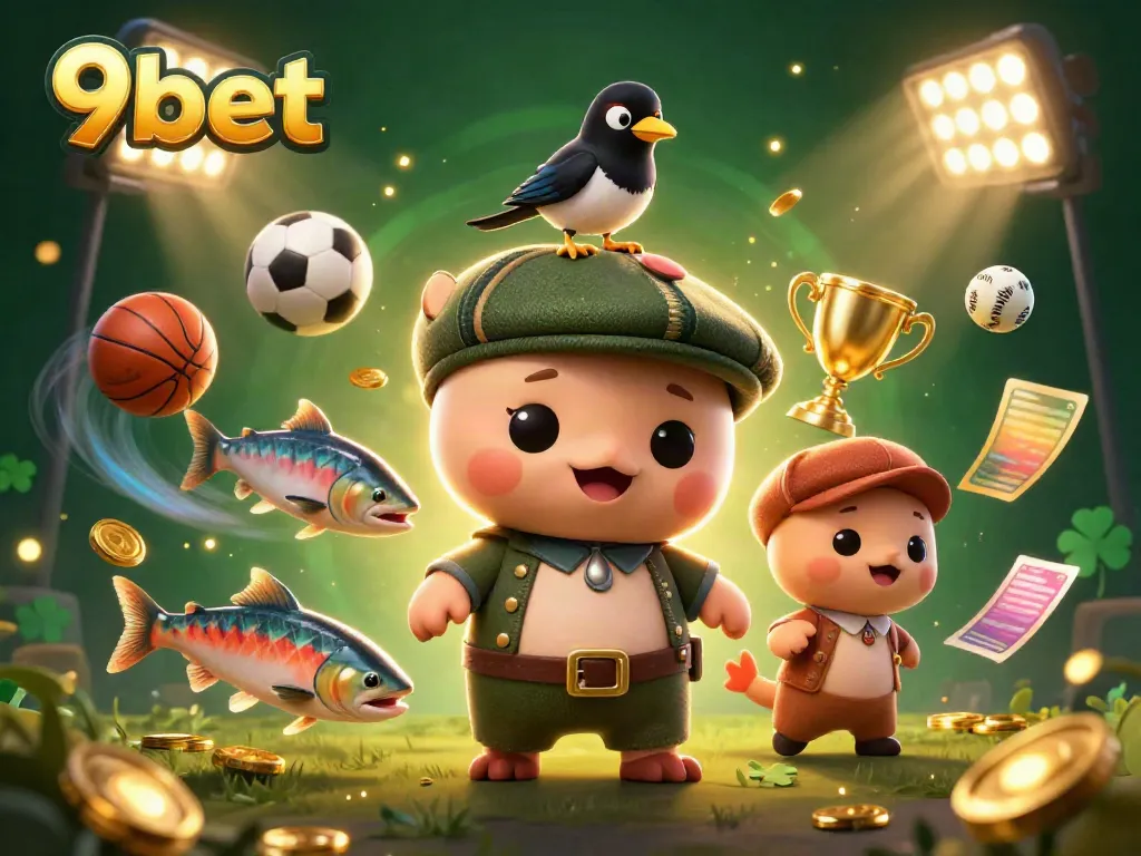 Experience thrilling bets with 9bet's vibrant live casino illustration featuring engaging characters.