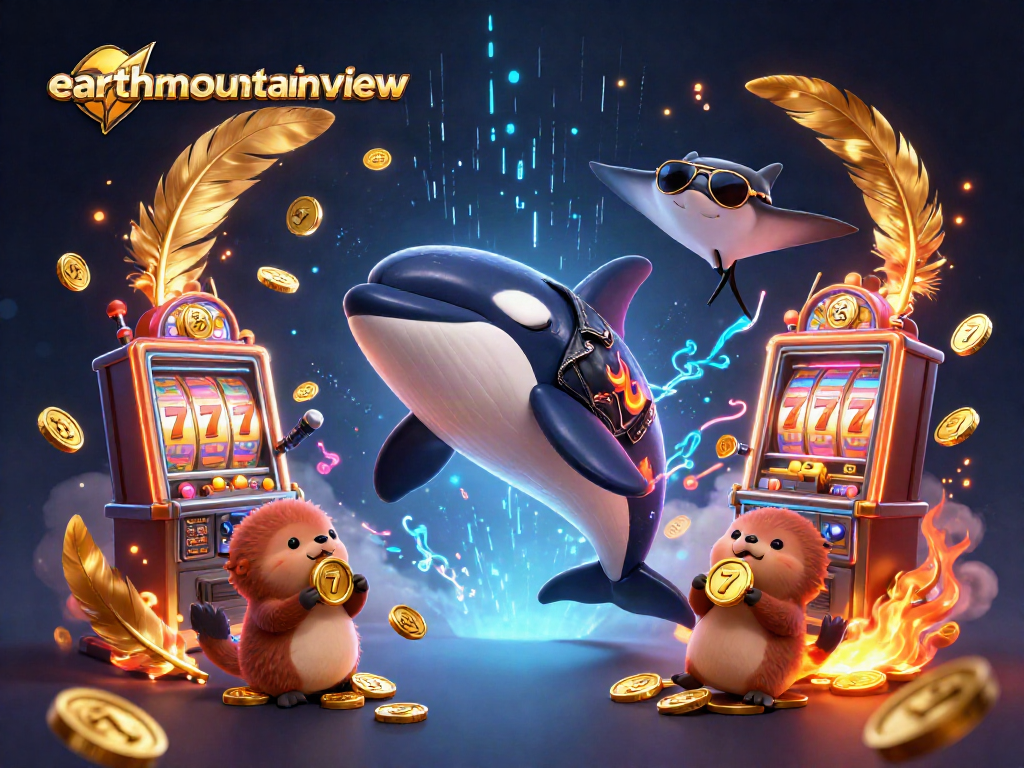 Spin winning slots with earthmountainview featuring orca whale, stingray, and otters with gold coins.