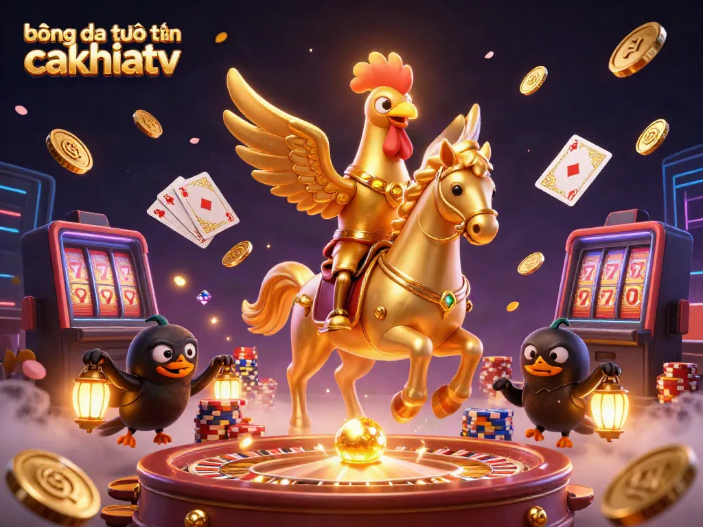 Experience bóng đá trực tuyến cakhiatv in a vibrant, ultra-detailed casino scene filled with fortune and excitement.