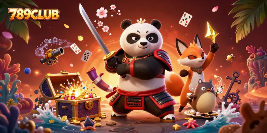 Play and enjoy thrilling adventures with the 789CLUB samurai panda and friends.