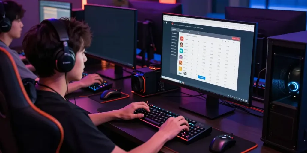 User engaged in an exciting togel gaming session, showcasing various results and a vibrant gaming setup.