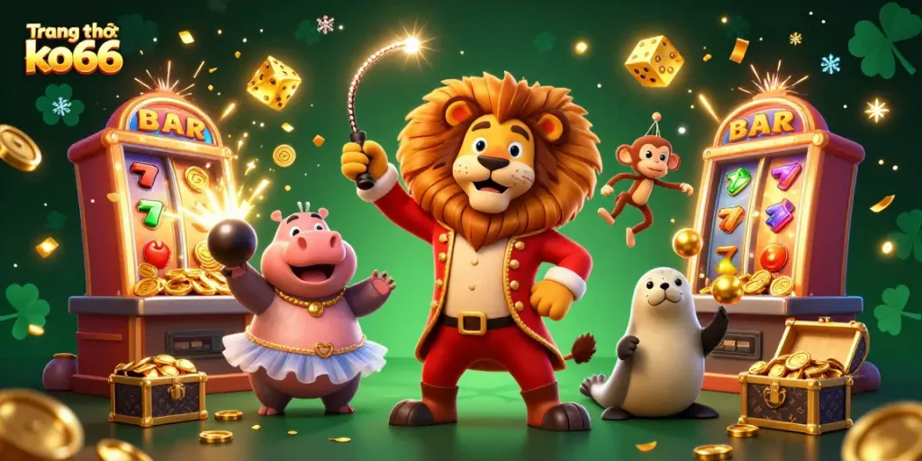 Experience the excitement of winning at Trang chủ ko66 with vibrant characters and dynamic casino elements.