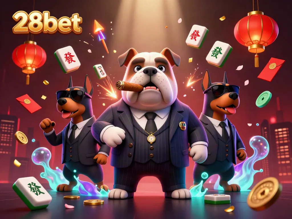 Take a thrilling gamble with 28bet's dynamic gaming characters amidst a vibrant casino atmosphere.