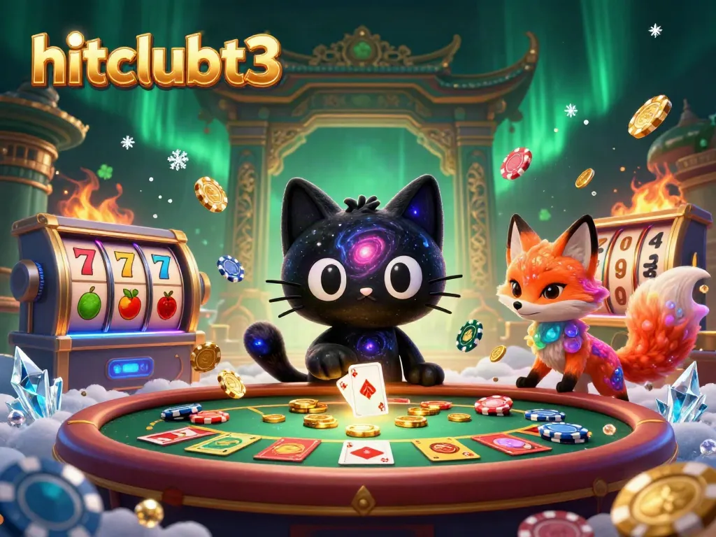 Engage in thrilling gameplay at hitclubt3 with dynamic characters at a cosmic casino table.