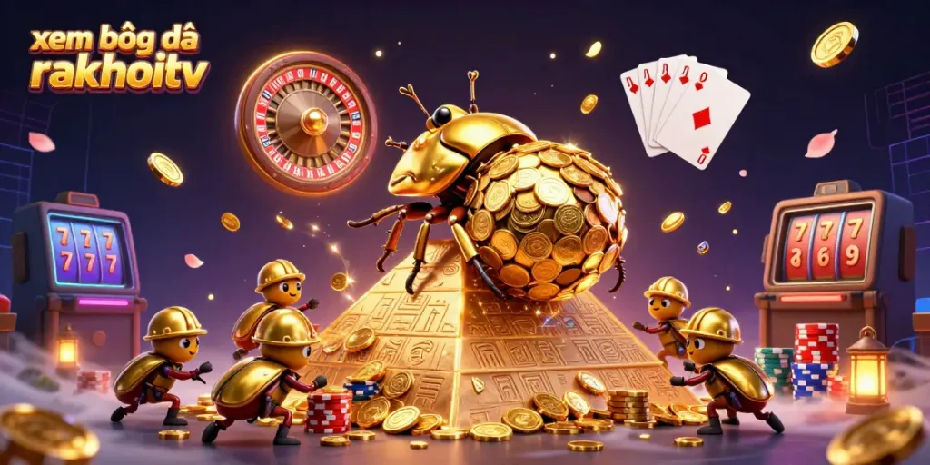 Experience the excitement of xem bóng đá rakhoitv with vibrant 3D casino elements and engaging characters.