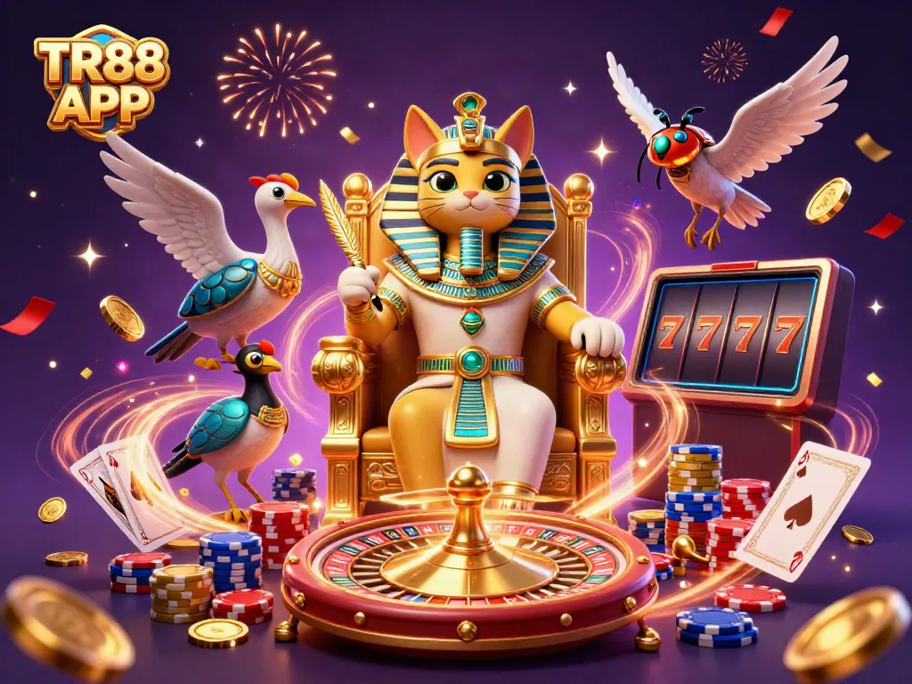 Experience the excitement of TR88 APP with a vibrant casino scene featuring dynamic characters and gameplay elements.