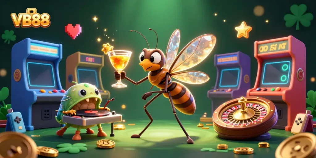 Experience the thrilling VB88 casino scene with vibrant characters and gaming elements.