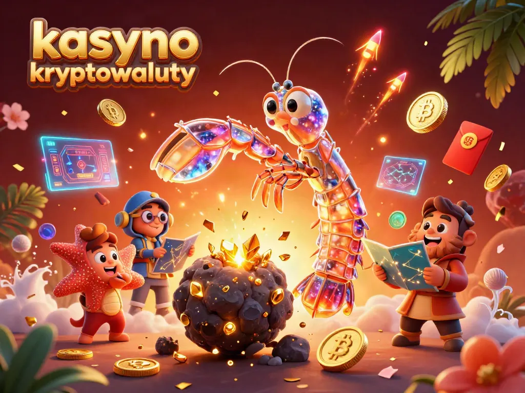 Experience the excitement of kasyno kryptowaluty in this dynamic 3D scene with coins and gaming elements.