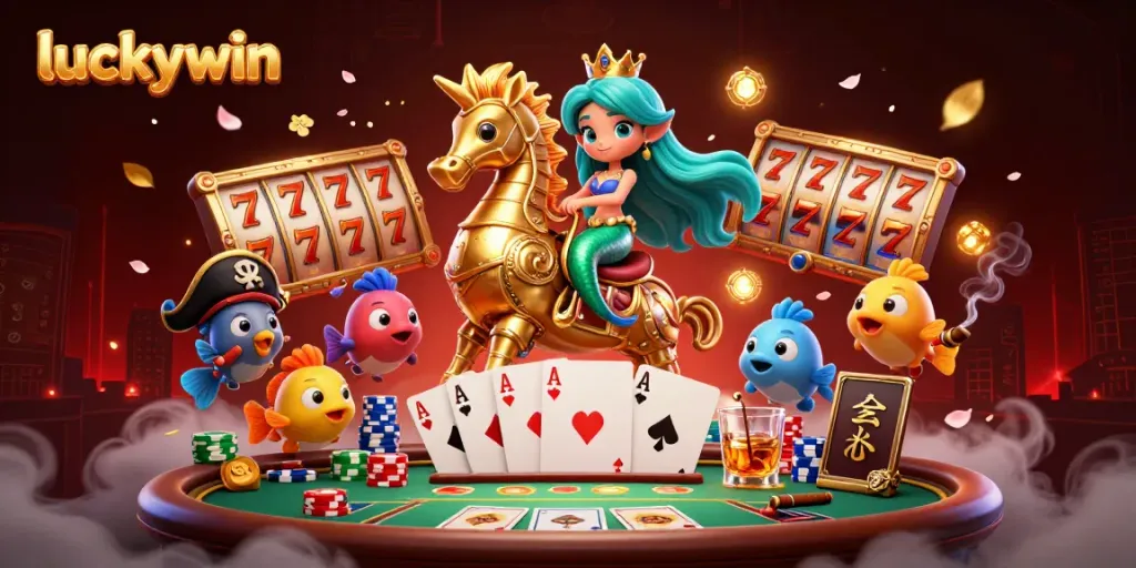 Engage in thrilling gameplay at Luckywin with dynamic scenes of a vibrant casino atmosphere.
