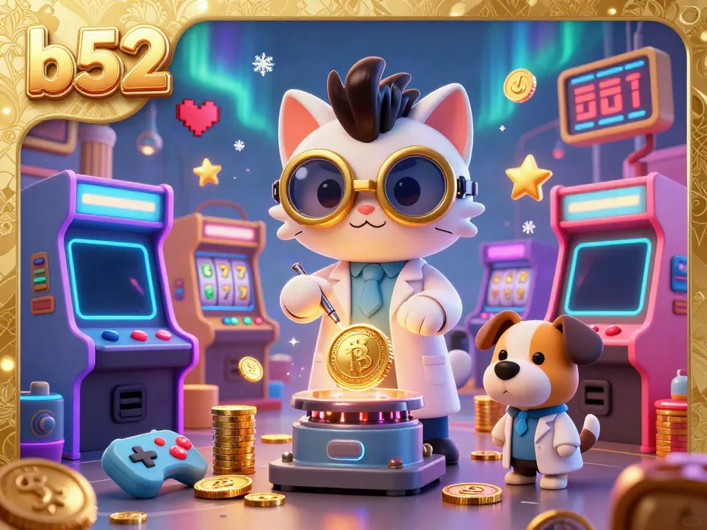 Experience the excitement of b52 at this vibrant 3D casino illustration filled with fortune and fun.