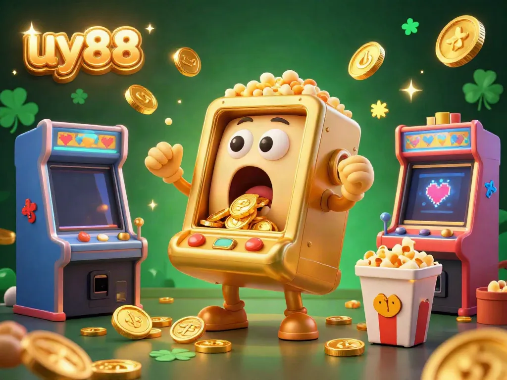 Experience exciting gaming with uy88 as golden slots rain coins and mini machines cheer.